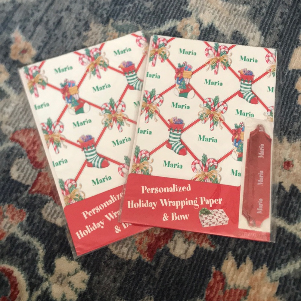 Maria Personalized Holiday Wrapping Paper & Bow